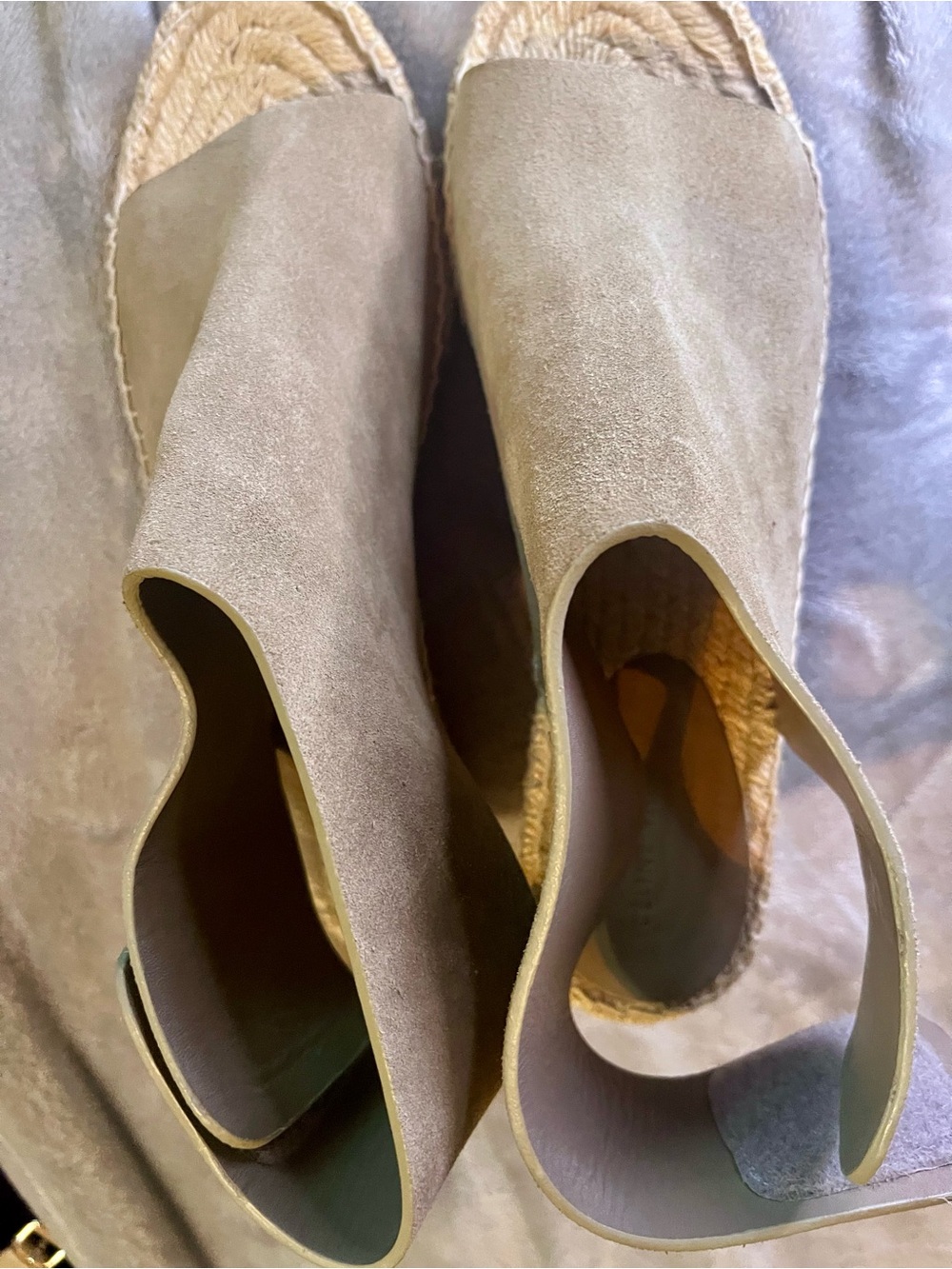 Celine Taupe Suede Espadrille Slides